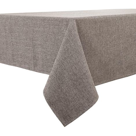 Nappe 140x180 cm Brun gris hydrofuge aspect lin rectangulaire