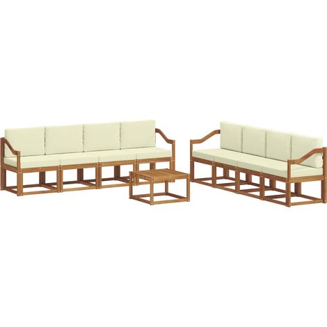 Outdoor-Sofagarnitur 9 stk. Natur und Creme vidaXL (1/5)