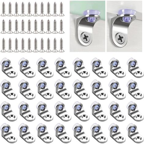 Lot de 30 supports d'étagères pour armoires avec 30 vis - Supports de sol - Étagères en alliage de zinc - Universel - Pour meubles, armoires, bibliothèques, étagères de cuisine (1/5)