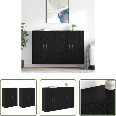 Rangement intérieur - Meuble mural Montage mural 2 pcs Chêne noir 69,5 x 34 x 90 cm (1/5)