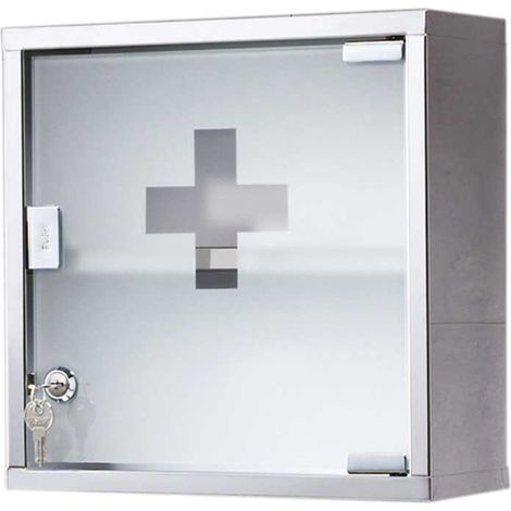 ARMADIETTO FARMACIA CON SERRATURA ""JOKER"" Acciaio Inox/vetro