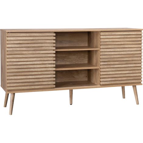 140cm scandi-style sideboard with wooden effect Natural 140x39x79 cm - Madere
