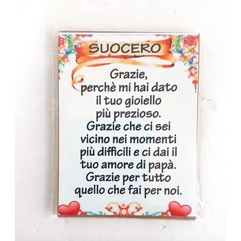 TrAdE Shop Traesio - Calamita Magnete Magnetino Rettangolare Idea Regalo Frasi Dedica Suocero -
