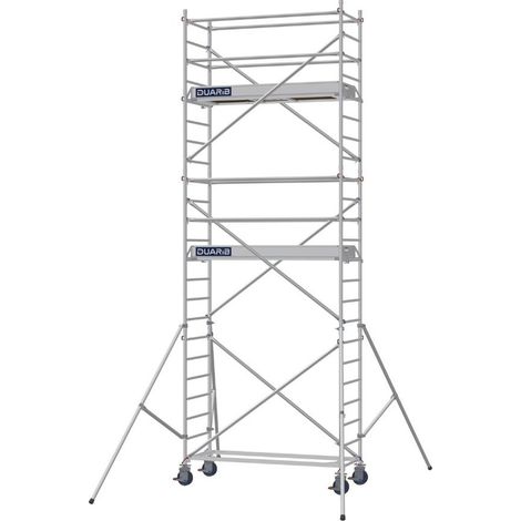 DUARIB - Échafaudage roulant aluminium Docker – Version lisses – Largeur 85 cm – Hauteur max 11,90 m – Longueur 2,05 / 2,54 / 2,95 m - Hauteur de plateau 4,9 m - L 2,05 x l 0,85 m