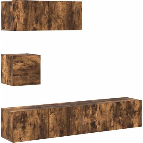 Maison Exclusive - 4-tlg. TV-Schrank-Set Räuchereiche Holzwerksto