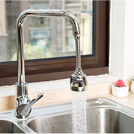 Tête De Robinet De Cuisine Mobile 360 Degrés,Economie D'Eau Embout De Filtre,3 Modes Réglable Douche Tête Filtre Pulvérisateur Pour Cuisine Salle De Bain (Long argent)-Fei Yu (1/4)