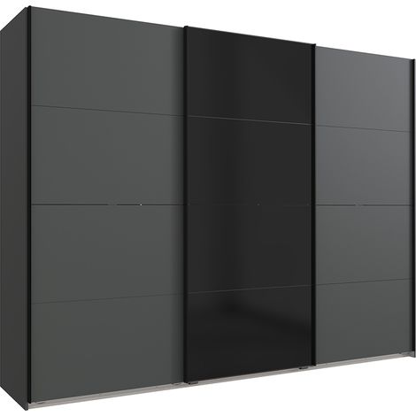 Schwebetürenschrank, 3-türig, in graphit mit schwarz BRIXEN-43, B/H/T ca. 270/208/65 cm (1/5)