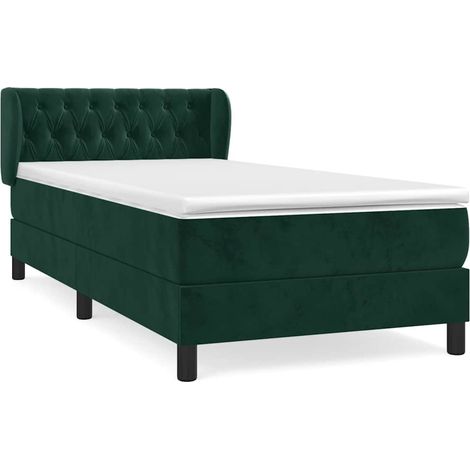 Maison Exclusive - Giroletto a Molle con Materasso Verde Scuro 90x190 cm Velluto (1/5)