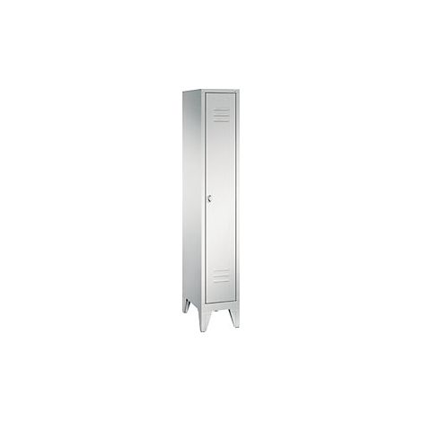 Garderobenschrank, einzeln verschließ. Abteil, BxTxH 320x500x1850 mm, 1 Abteil, B 300 mm, Füße, Drehriegel, RAL 7035 (1/2)