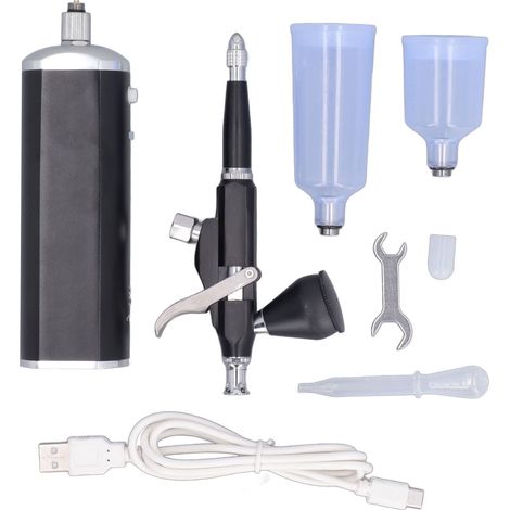 Kit aerografo con compressore, set di pennelli aerografo ad alta pressione senza fili ricaricabile tramite USB, compressore aerografo automatico portatile per barbiere e nail art (1/5)