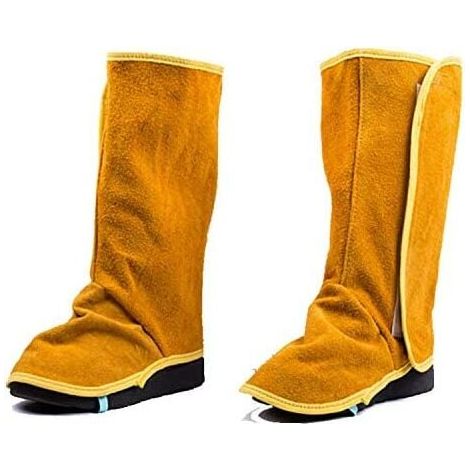 Polainas de cuero para soldar Tigrezy, cubrebotas y zapatos de soldar resistentes al fuego, cubrepiés protectores para trabajos de soldador resistentes al calor y la abrasión, protectores de calzado (1/5)