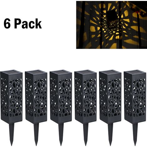 DC2V 0,06W Solarbetriebene LED-Gartenleuchte, 6er-Pack, hohles Design, lichtempfindlicher Sensor, IP44 wasserdicht, warmweiß, für Garten, Terrasse, Hof (1/5)