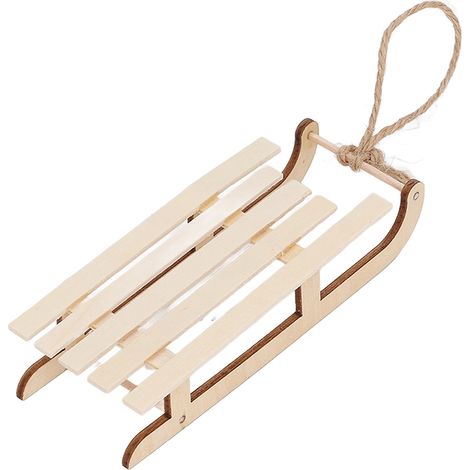 Traîneau miniature en bois naturel réaliste, décoration ornement pour maison de poupée, accessoire photo et étagère, modèle de luge en bois massif (1/5)