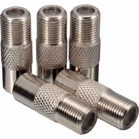 Adaptateur Coaxial - TEMPSA - F Type - 5pcs - Aluminium - Connecteurs Mâle et Femelle