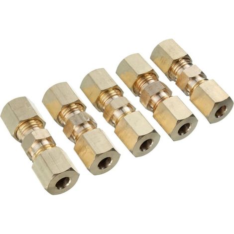Raccord Ligne Frein - Lot de 5 - Laiton - Filetage 3/8-24 - Pour Tuyau 3/16 Pouces - 33x10mm (1/5)