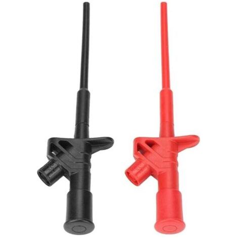 BUNTHAUS PA Clip per cavo multimetro, 2 pezzi P5004 Sonda di prova flessibile isolata ad alta tensione Gancio di prova professionale rapido Sonda staccabile Punta di prova multimetro Nero + Rosso (1/4)