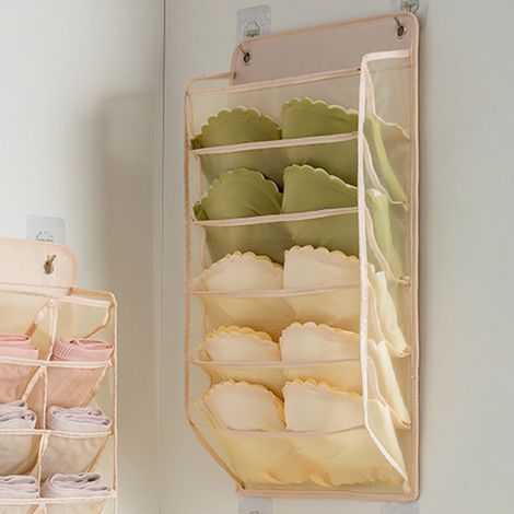 Hängender Unterwäsche-Organizer für den Kleiderschrank – 5 Fächer, Oxford-Mesh-PP – Wandmontage (30 x 55 cm, Beige) für Hemden und Socken (1/5)