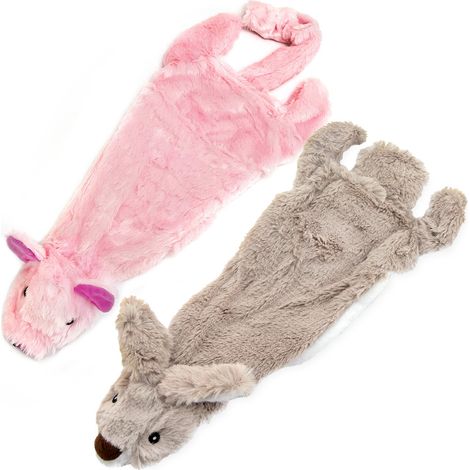 2-in-1 Quietschendes Hundespielzeug mit weichem, strapazierfähigem Stoff für kleine, mittlere und große Haustiere by Best Pet Supplies - Keine Füllung für das Spielen im Haus, Hase, Schwein, size S
