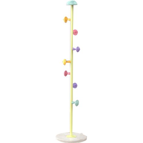Cintre à vêtements sur pied en métal 7 crochets amovible portemanteau jaune frais 167cm pour chambre (1/5)