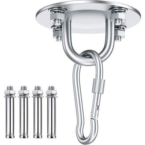 Support et fixation pour hamac : crochet de plafond, crochet pivotant en acier inoxydable, capacité jusqu'à 500 kg, crochet en U pour hamac et chaise (1/5)