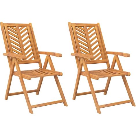 Chaises de jardin inclinables 2 pcs bois massif d'acacia (1/5)