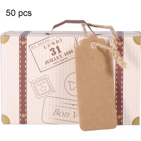50 pièces/Set Mini Valise Élégante en Carton pour Bonbons, Cadeau Mariage Anniversaire Fête (1/5)