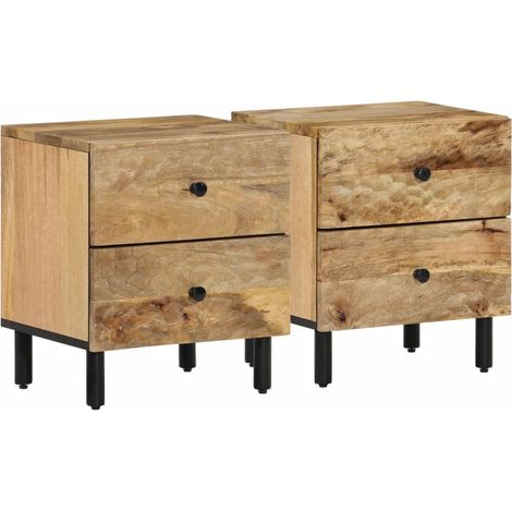 Nachttische 2 Stk. 40x33x46 cm Massivholz Mango