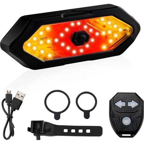 Luz trasera para bicicleta con intermitente, mando a distancia inalámbrico recargable por USB, 5 ajustes. (1/4)