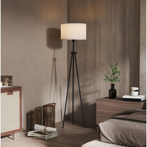 Lampada da terra a treppiede 37x37x152 cm, interruttore a pedale, attacco E27, acciaio nero (1/5)