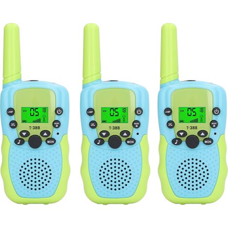 Lot 3 Talkies-Walkie Enfants Lampe LED Rétroéclairée Activités Extérieures Famille Longue Portée Camping Randonnée Vert Bleu (1/5)