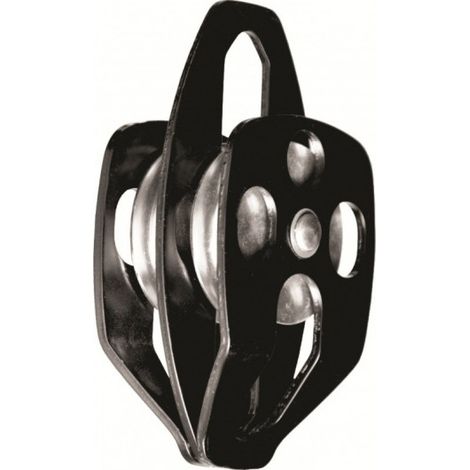 KRATOS SAFETY - Poulie double à flasques ouvrantes, accrochage double - Corps : aluminium, finition noire.