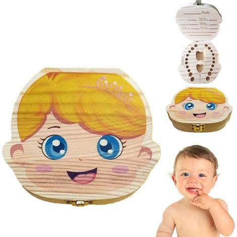 Boîte à dent de lait peinte en bois, porte-dent, étui à lanugo pour enfants garçons filles, cadeau de naissance ou d’anniversaire (1/5)