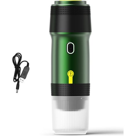 Ortviai Machine à Café Portable 3-en-1 Sans Fil pour Voiture et Maison, Compatible Capsules & Café Moulu, 15 bars, Vert (1/5)