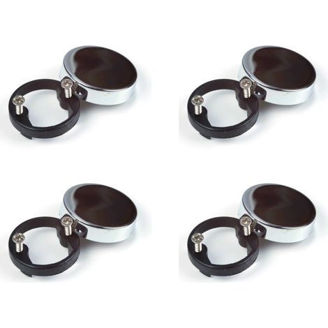 Cyclingcolors – Cache charnière ronde en plastique à visser 4x – Finition chrome – Diamètre extérieur 33mm – Épaisseur 8mm – Pour vitres et verres