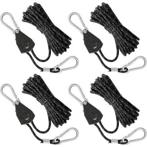 Corde Réfléchissante 4mm x 4m pour Tente - Lot de 4 Pièces avec Tendeur Aluminium - Idéal pour Camping et Randonnée (1/5)