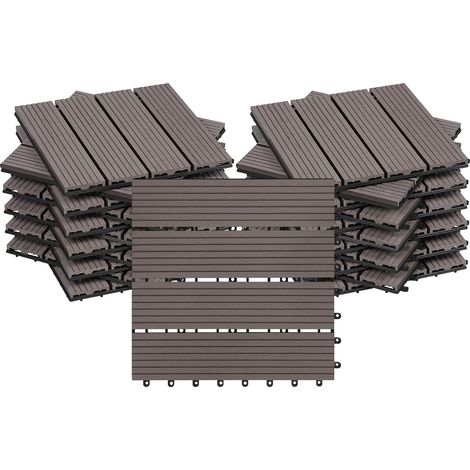 WOLTU Losetas Para Suelo Exterior Wpc (22 Paneles, 30 X 30 Cm, Café)