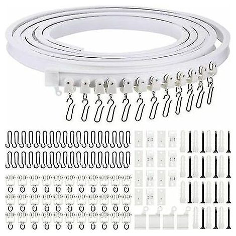Rail de rideau incurvé pliable au mètre pour plafond, rail de rideau flexible et souple avec crochets métalliques, séparateur de pièce (1/5)