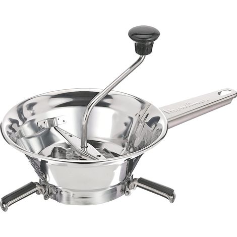 Moulin à légumes manuel classic en inox, acier Inoxydable, Petit modèle, Broyage facile, Purées, Soupes, Compotes, Compatible lave-vaisselle, Fabriqué en France A40106 (1/5)