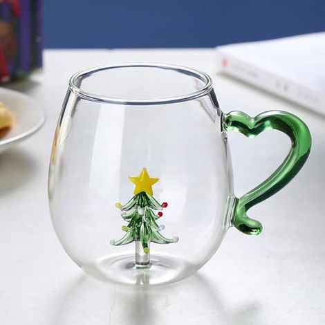 TSLBW Tasse à Café de Noël, Tasse en Verre, Tasse à Lait, Mug de Noël (1/5)