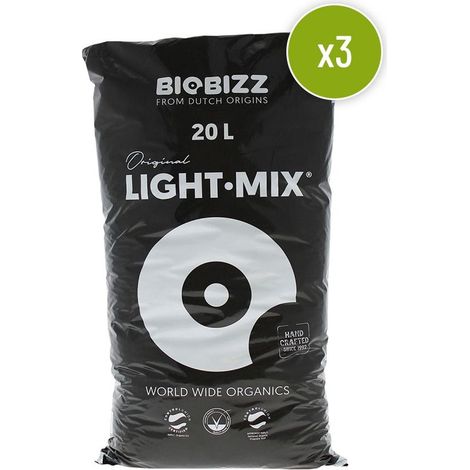 Lot de 3 sacs de terreau léger 20L – Composition tourbe brune, blonde et perlite – Drainage optimal pour semis et croissance – Biobizz