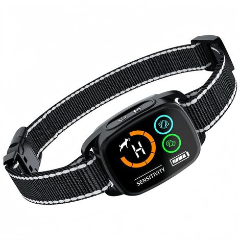 Collar antiladridos inteligente recargable e impermeable con vibración/pitido para perros grandes y pequeños, color negro.
