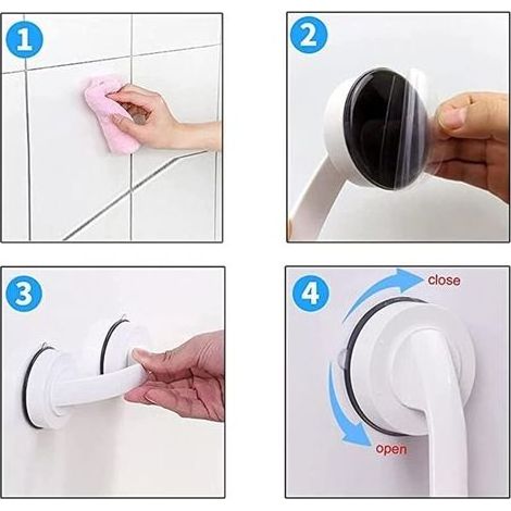 2 Pièces Ventouse Super Forte Poignée, Poignée de Porte à Ventouse Portable, Grandes Poignées de Porte et de Fenêtre en Verre, Adapté pour la Salle de Bain et l'Armoire, Blanc-LIAIKI (1/4)