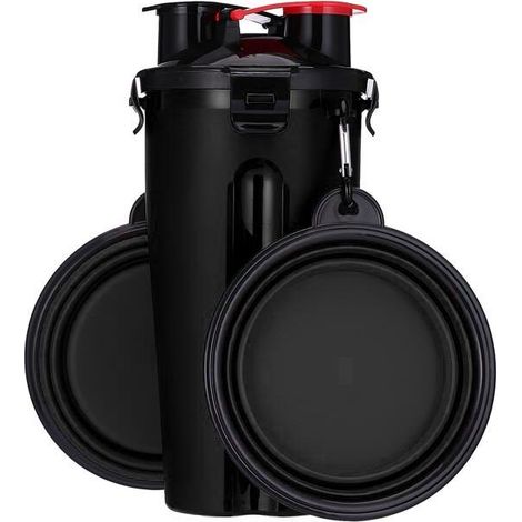 Filiyano-Bouteille 2 en 1 étanche et adaptée au contact alimentaire pour chiens - 2 rabats - 1 bandoulière - Gobelet d'eau portable pour animaux de (1/5)
