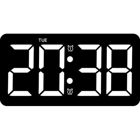 Wecker mit großem LED-Display, digitale elektronische Wanduhr, Tischuhr, Schlafzimmer-Wanduhr, Wohnzimmeruhr – weiß