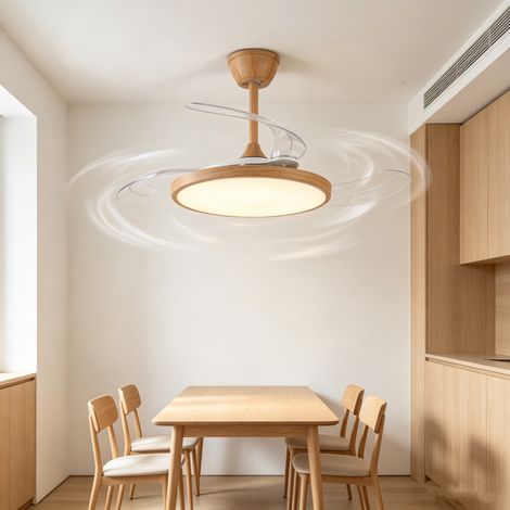 Ceiling Fan, with Led Light, 48 cm, Ultra-Slim, Quiet, 6-Speed Settings, 3 Color Temperature Settings, Wood-Tone, Includes Remote Control (1/5)