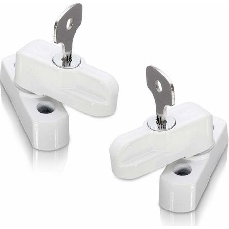 Bloqueurs de porte et de serrures de fenêtre pour portes, fenêtres en PVC et pour portes françaises, bloqueurs de châssis (Lot de 2, blanc) (1/4)