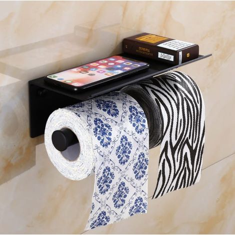 Support de Papier Toilette Bicolonne en Aluminium – Double Rouleau, Pratique et Élégant pour Salle de Bain 25.511.58cm - noir (1/4)