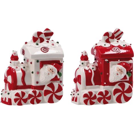 Regalo Italiano Scatola Natale 10 x 7 Cm H 13 Cm Ceramica Ass. Bianco Rosso 1 Pz