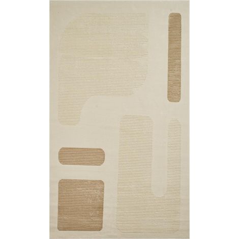 Tapis salon et chambre 120x160 crème rectangle tissé motif géométrique LUNKIN 4