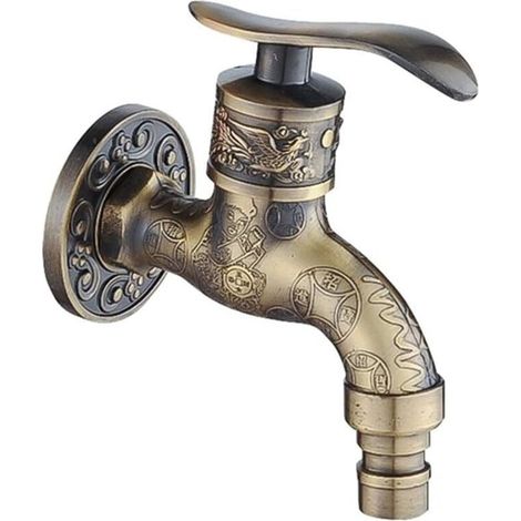 Robinet d'eau, robinet Antique en alliage de Zinc à montage mural sculpté, robinet de lavabo de jardin, robinets de vadrouille de jardin extérieurs décoratifs, robinet d'évier